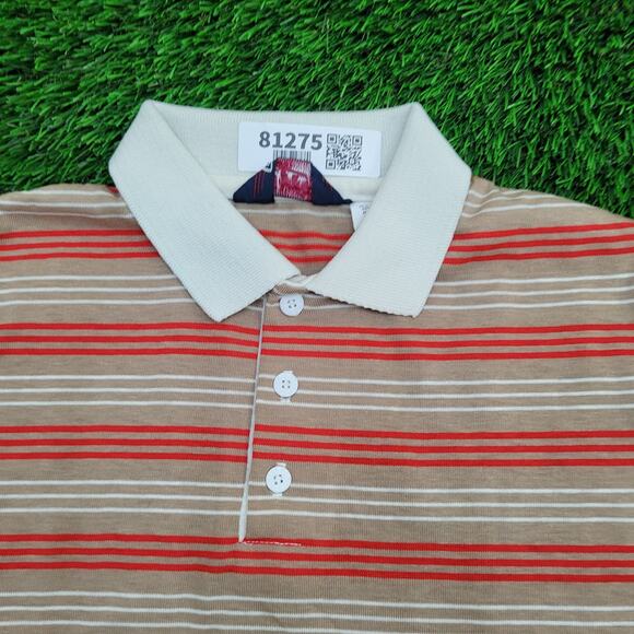 Vintage 80s LEVIS Stripes Polo Shirt M/L 21x27 Brown - Picture 9 of 12